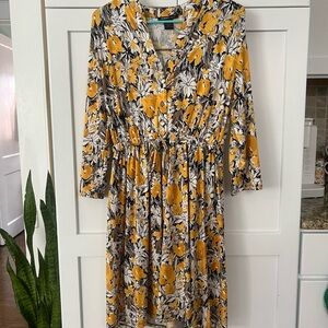 Floral Yellow and Black Dress